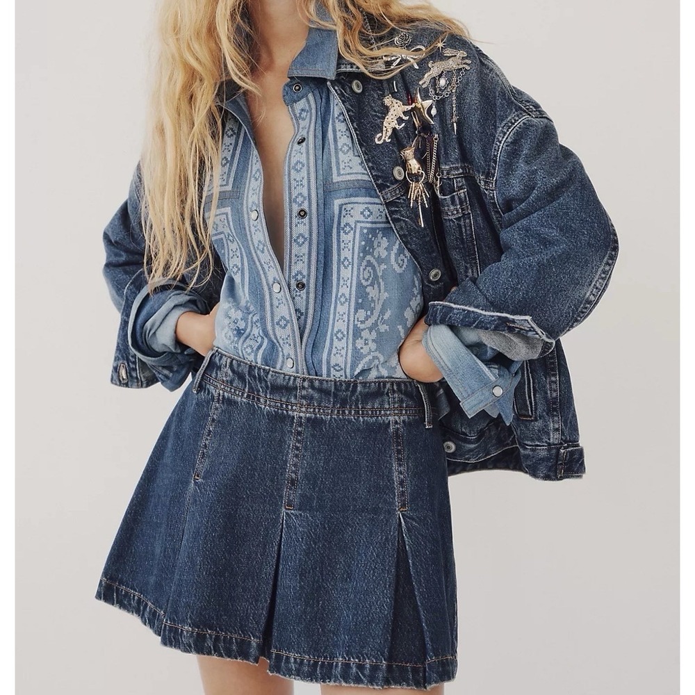 Free People We The Free Madison Ave Denim Mini Skirt Women's Size 28